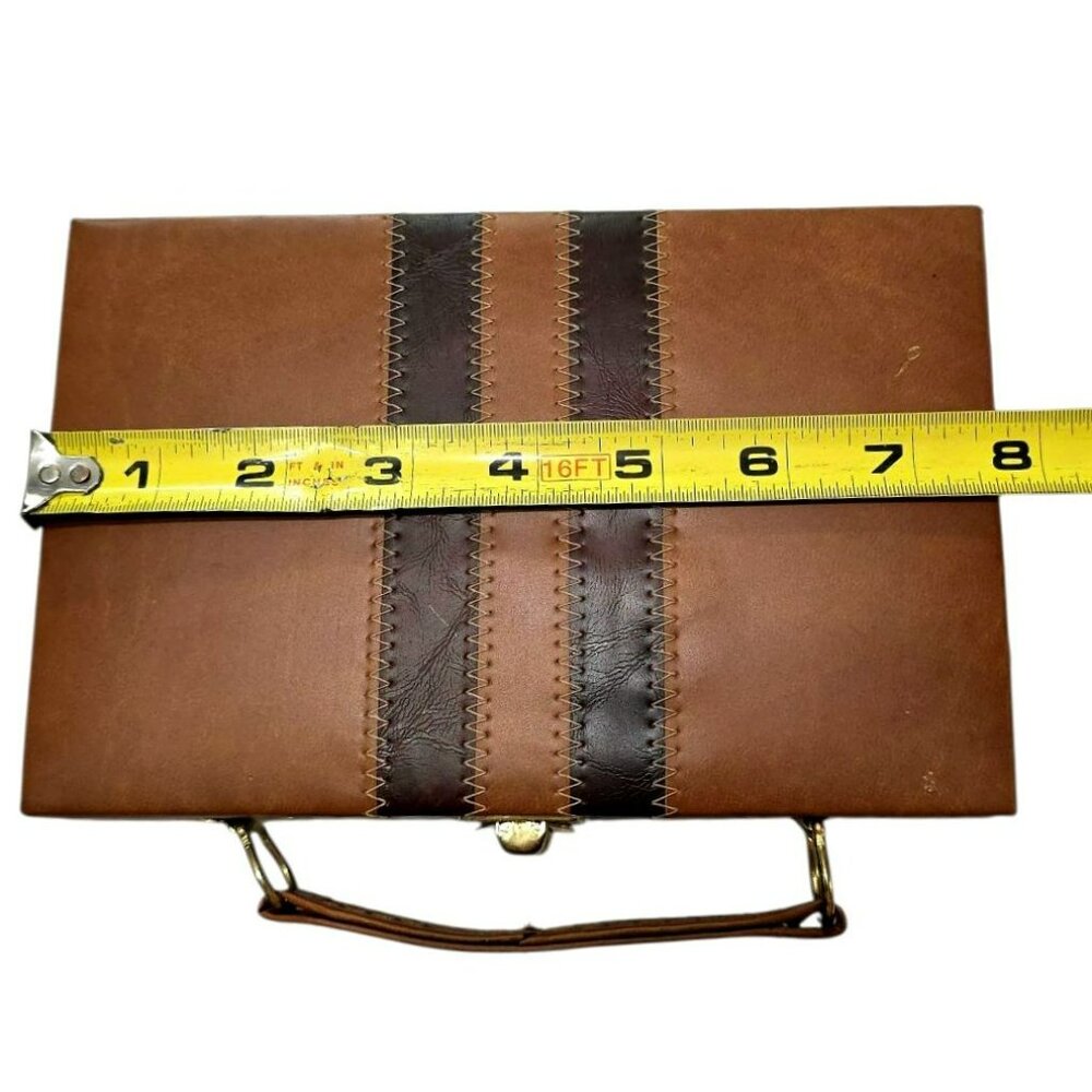 Vintage Domino Set Leatherette Case 28 Heavy Tiles Brass Spinner Travel Game - Picture 9 of 9